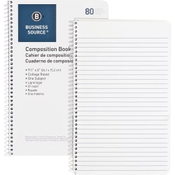 Business Source Composition Notebook, 6in x 9 1/2in, College Ruled, 80 Sheets, White