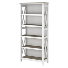Load image into Gallery viewer, Bush Business Furniture Key West 66inH 5-Shelf Bookcase, Shiplap Gray/Pure White, Standard Delivery