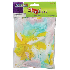 Creativity Street Plastic Turkey Plumage Feathers, Spring Colors, Set Of 12 Packs
