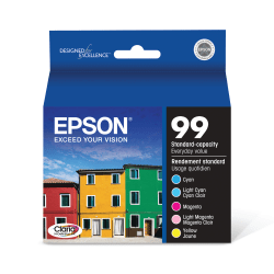 Epson 99 Claria Cyan, Magenta, Yellow Ink Cartridges, Pack Of 3, T099920