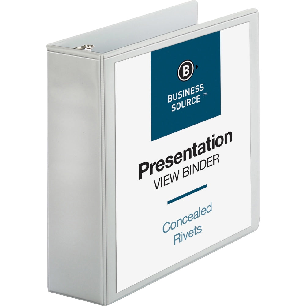 Business Source Round Ring Standard View Binders, 3in Ring, 8 1/2in x 11in, White