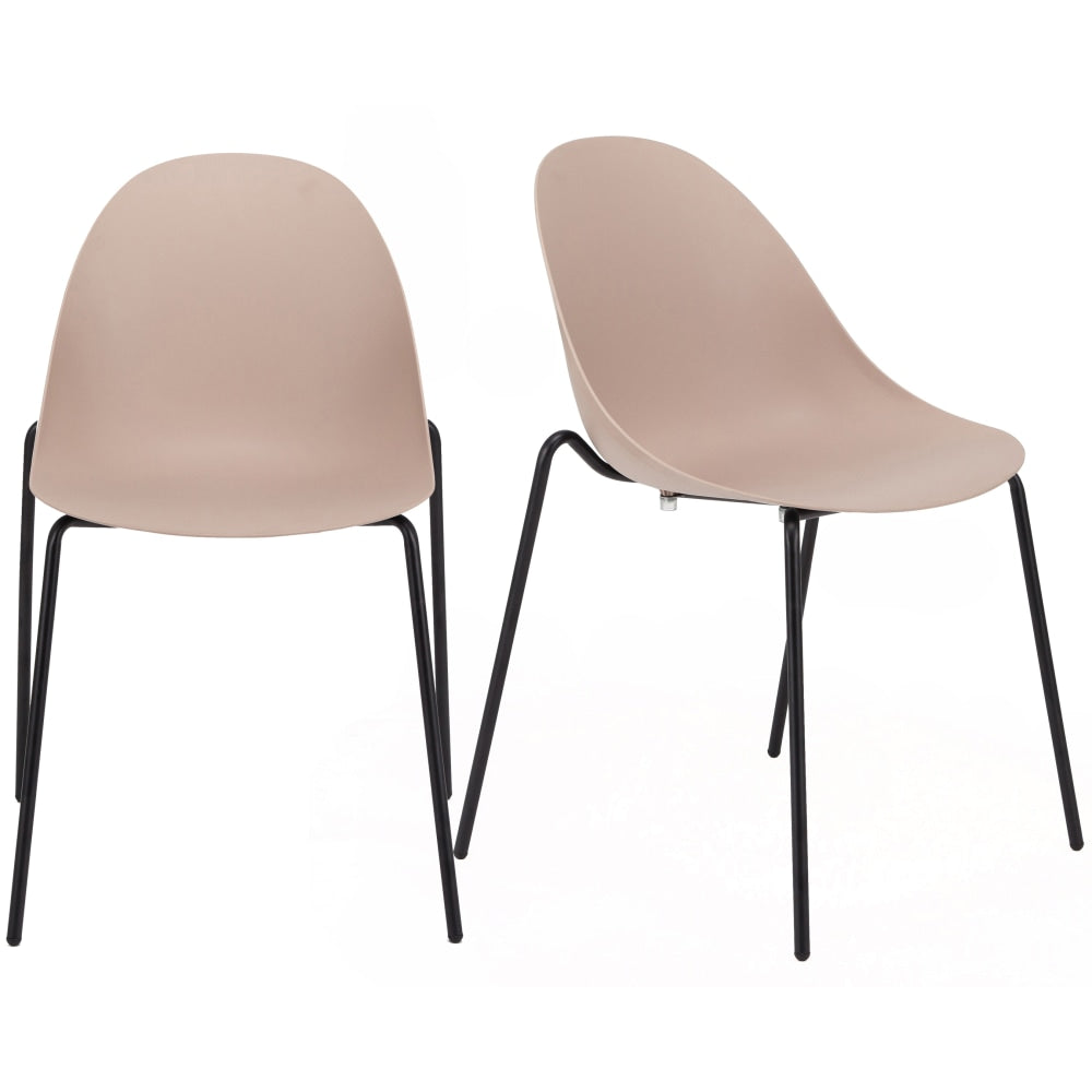 Eurostyle Tayte Stacking Side Chairs, Blush/Matte Black, Set Of 2 Chairs