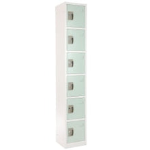 Load image into Gallery viewer, Alpine 6-Tier Steel Lockers, 72inH x 12inW x 12inD, Misty Green, Pack Of 4 Lockers