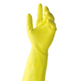 Tronex Extra-Strength Flock-Lined Latex Multipurpose Gloves, Large, Yellow, Pack Of 24 Gloves