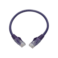 Load image into Gallery viewer, Eaton Tripp Lite Series Cat6 Gigabit Snagless Molded (UTP) Ethernet Cable (RJ45 M/M), PoE, Purple, 1 ft. (0.31 m) - Patch cable - RJ-45 (M) to RJ-45 (M) - 1 ft - UTP - CAT 6 - IEEE 802.3ab/IEEE 802.5 - molded, snagless, stranded - purple