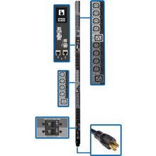 Load image into Gallery viewer, Tripp Lite 17.3kW 3-Phase Switched PDU, LX Platform Interface, 240V Outlets (24 C13/6 C19), Touchscreen LCD, NEMA L22-30P 415V, 0U, TAA - Power distribution unit (rack-mountable) - 24 A - AC 415 V - 17.3 kW - 3-phase
