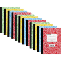 TOPS Composition Books, Wide Ruled, 100 Sheets, Assorted Marble, Pack Of 12