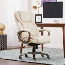 Load image into Gallery viewer, Serta Works Ergonomic Bonded Leather High-Back Office Chair, American Beige/Silver