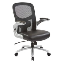 Load image into Gallery viewer, Office Star Big &amp; Tall Bonded Leather Mid-Back Executive Chair, Black/Silver