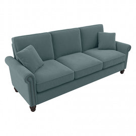 Bush Furniture Coventry 85inW Sofa, Turkish Blue Herringbone, Standard Delivery