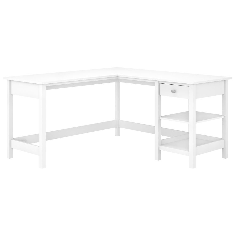 Bush Business Furniture Broadview 60inW L-Shaped Corner Desk With Storage, Pure White, Standard Delivery