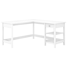 Bush Business Furniture Broadview 60inW L-Shaped Corner Desk With Storage, Pure White, Standard Delivery