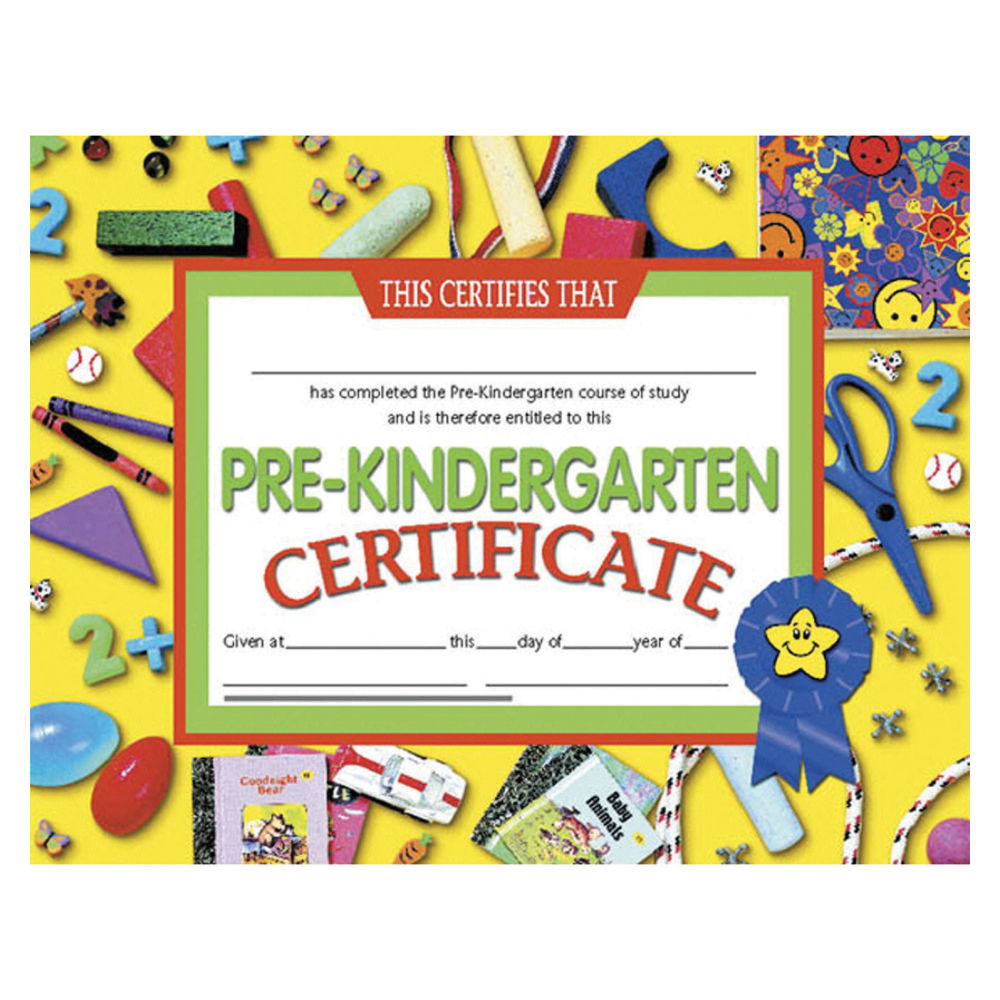 Hayes Pre-Kindergarten Certificates, 8 1/2in x 11in, Multicolor, 30 Certificates Per Pack, Bundle Of 6 Packs