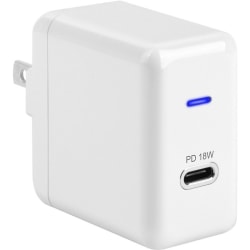 4XEM USB-C 18W Wall Charger - 1 Pack - 18 W - 120 V AC, 230 V AC Input - 5 V DC/3 A, 12 V DC, 3.6 V DC, 9 V DC Output - White
