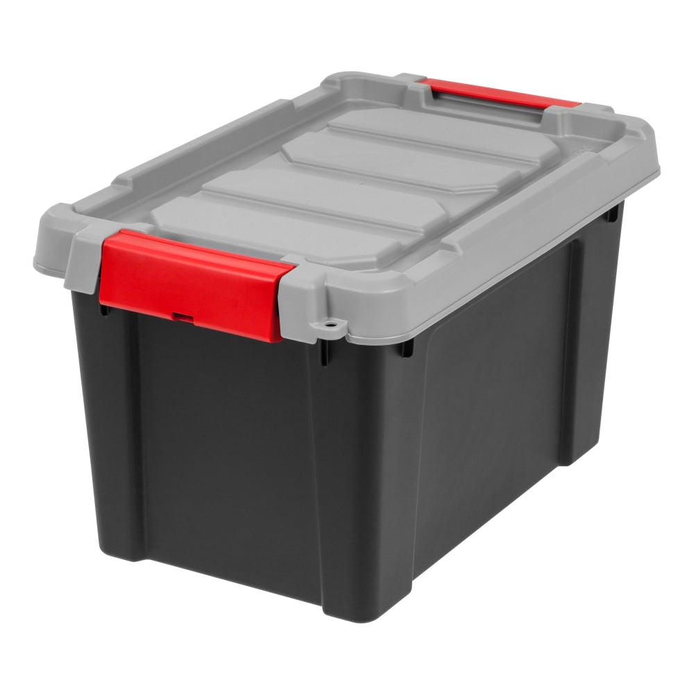 IRIS Store It All Plastic Storage Totes, 5 Gallons, 10 3/8in x 11 5/8in x 18 1/8in, Black, Case of 4
