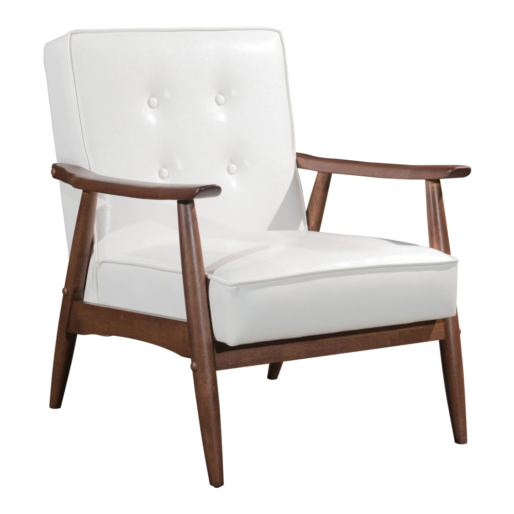 Zuo Modern Rocky Arm Chair, White/Walnut
