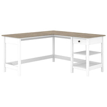 Load image into Gallery viewer, Bush Business Furniture Mayfield 60inW L-Shaped Corner Desk With Storage, Pure White/Shiplap Gray, Standard Delivery